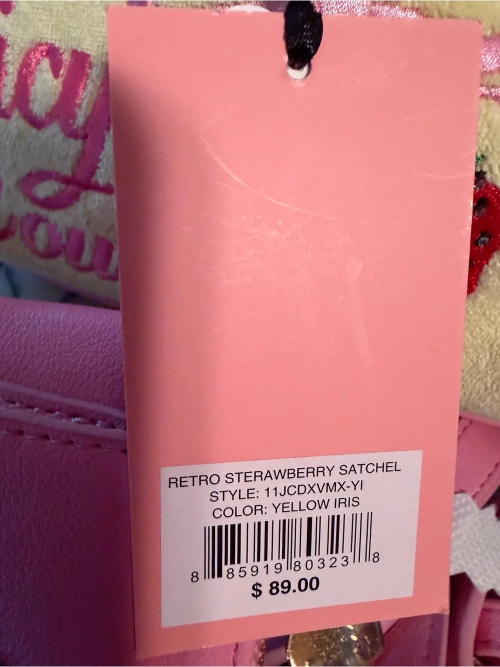 Juicy Couture NWT Classic Juicy Yellow & Pink Satchel with Pink Logo (P250)